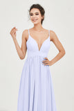 Deep V Neck Sexy Chiffon Bridesmaid Dress Spaghetti Straps Formal Evening Prom Dresses