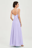 Deep V Neck Sexy Chiffon Bridesmaid Dress Spaghetti Straps Formal Evening Prom Dresses