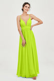 Deep V Neck Sexy Chiffon Bridesmaid Dress Spaghetti Straps Formal Evening Prom Dresses