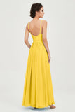 Deep V Neck Sexy Chiffon Bridesmaid Dress Spaghetti Straps Formal Evening Prom Dresses