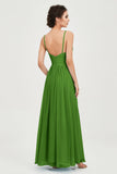 Deep V Neck Sexy Chiffon Bridesmaid Dress Spaghetti Straps Formal Evening Prom Dresses