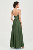 Deep V Neck Sexy Chiffon Bridesmaid Dress Spaghetti Straps Formal Evening Prom Dresses