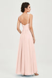 Deep V Neck Sexy Chiffon Bridesmaid Dress Spaghetti Straps Formal Evening Prom Dresses