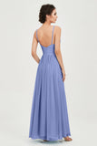 Deep V Neck Sexy Chiffon Bridesmaid Dress Spaghetti Straps Formal Evening Prom Dresses