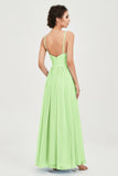 Deep V Neck Sexy Chiffon Bridesmaid Dress Spaghetti Straps Formal Evening Prom Dresses