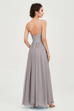 Deep V Neck Sexy Chiffon Bridesmaid Dress Spaghetti Straps Formal Evening Prom Dresses