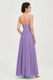 Deep V Neck Sexy Chiffon Bridesmaid Dress Spaghetti Straps Formal Evening Prom Dresses