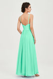 Deep V Neck Sexy Chiffon Bridesmaid Dress Spaghetti Straps Formal Evening Prom Dresses