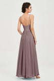 Deep V Neck Sexy Chiffon Bridesmaid Dress Spaghetti Straps Formal Evening Prom Dresses