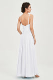 Deep V Neck Sexy Chiffon Bridesmaid Dress Spaghetti Straps Formal Evening Prom Dresses
