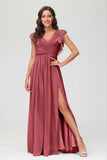 Cap Sleeves Chiffon Formal Evening Dress Floor Length Pleated Bridesmaid Dresses Gowns