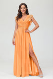 Cap Sleeves Chiffon Formal Evening Dress Floor Length Pleated Bridesmaid Dresses Gowns