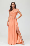 Cap Sleeves Chiffon Formal Evening Dress Floor Length Pleated Bridesmaid Dresses Gowns