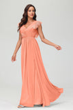 Cap Sleeves Chiffon Formal Evening Dress Floor Length Pleated Bridesmaid Dresses Gowns