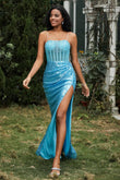 Bodycon Pailletten Bodenlanges formelles Abendkleid mit Schlitz Abschlussball Partykleider