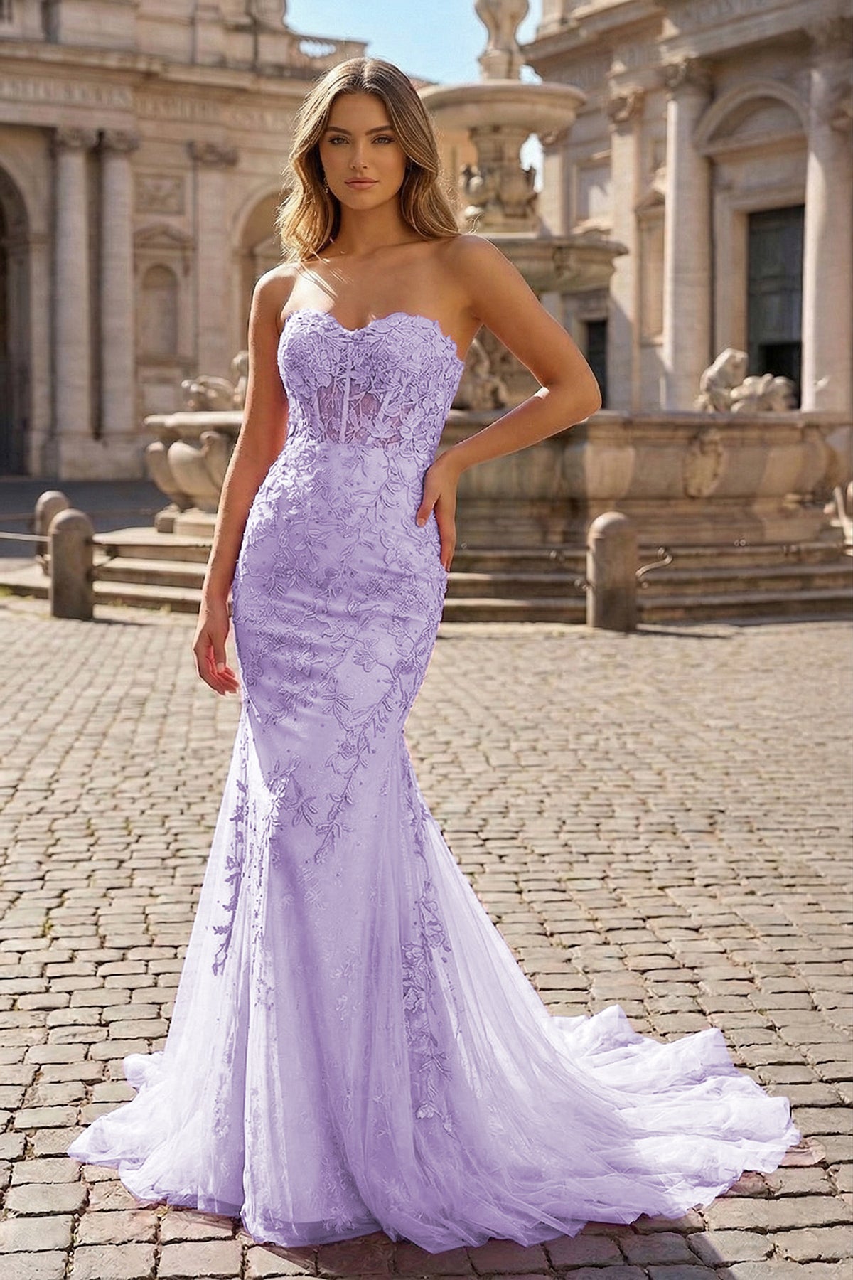 Mermaid Sweetheart Tulle Lace Prom Dress