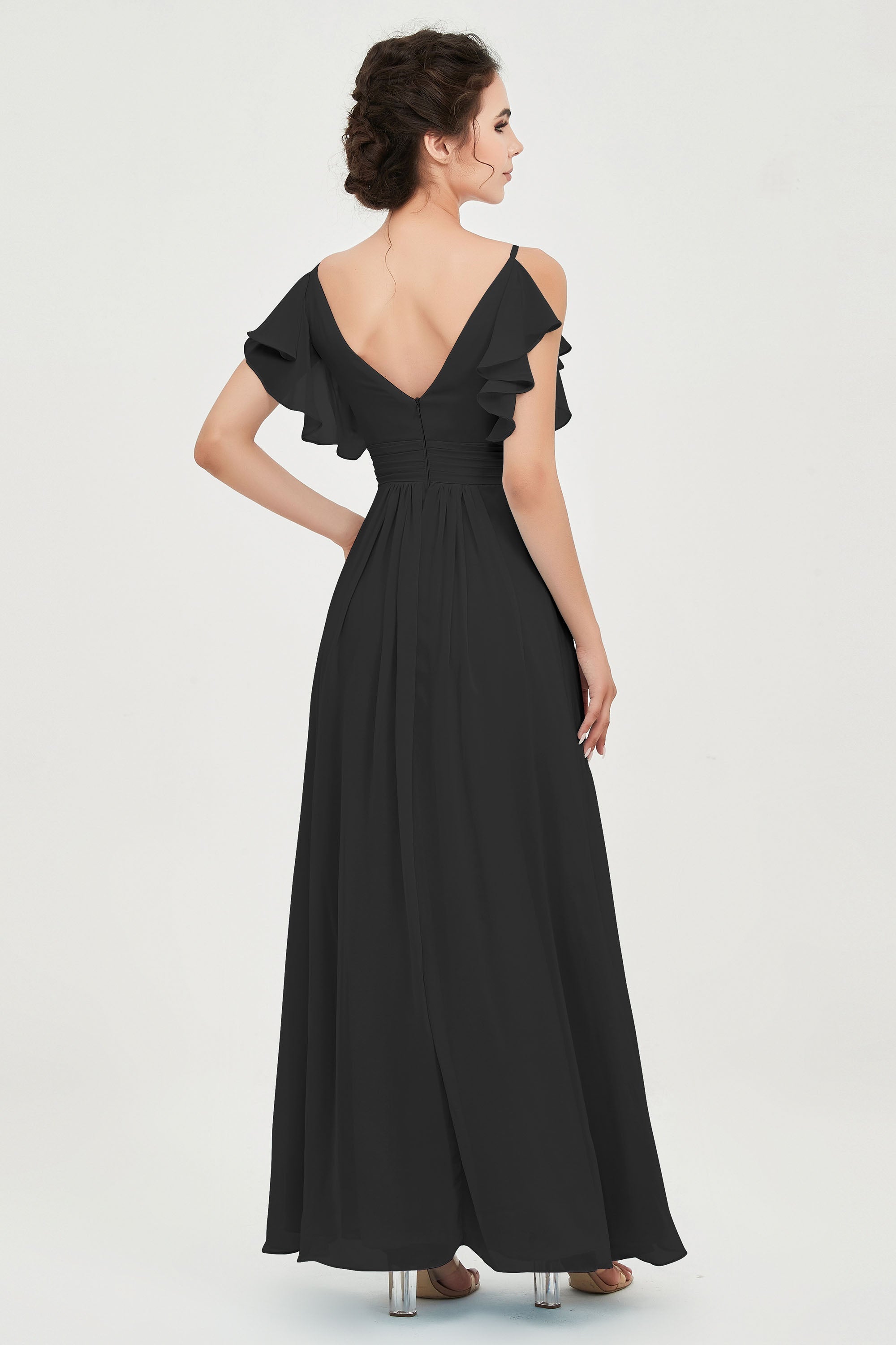 Women's Chiffon Bridesmaid Dresses Ruched Formal Evening Party Gowns Ankle Length