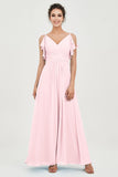 Women's Chiffon Bridesmaid Dresses Ruched Formal Evening Party Gowns Ankle Length