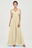 Women's Chiffon Bridesmaid Dresses Ruched Formal Evening Party Gowns Ankle Length