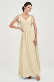Women's Chiffon Bridesmaid Dresses Ruched Formal Evening Party Gowns Ankle Length