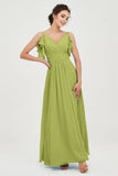 Women's Chiffon Bridesmaid Dresses Ruched Formal Evening Party Gowns Ankle Length