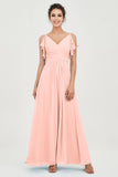 Women's Chiffon Bridesmaid Dresses Ruched Formal Evening Party Gowns Ankle Length