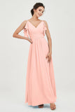 Women's Chiffon Bridesmaid Dresses Ruched Formal Evening Party Gowns Ankle Length