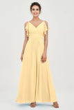 Women's Chiffon Bridesmaid Dresses Ruched Formal Evening Party Gowns Ankle Length