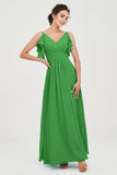 Women's Chiffon Bridesmaid Dresses Ruched Formal Evening Party Gowns Ankle Length