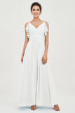 Women's Chiffon Bridesmaid Dresses Ruched Formal Evening Party Gowns Ankle Length