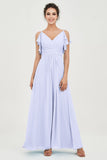 Women's Chiffon Bridesmaid Dresses Ruched Formal Evening Party Gowns Ankle Length