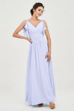 Women's Chiffon Bridesmaid Dresses Ruched Formal Evening Party Gowns Ankle Length