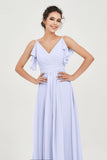 Women's Chiffon Bridesmaid Dresses Ruched Formal Evening Party Gowns Ankle Length