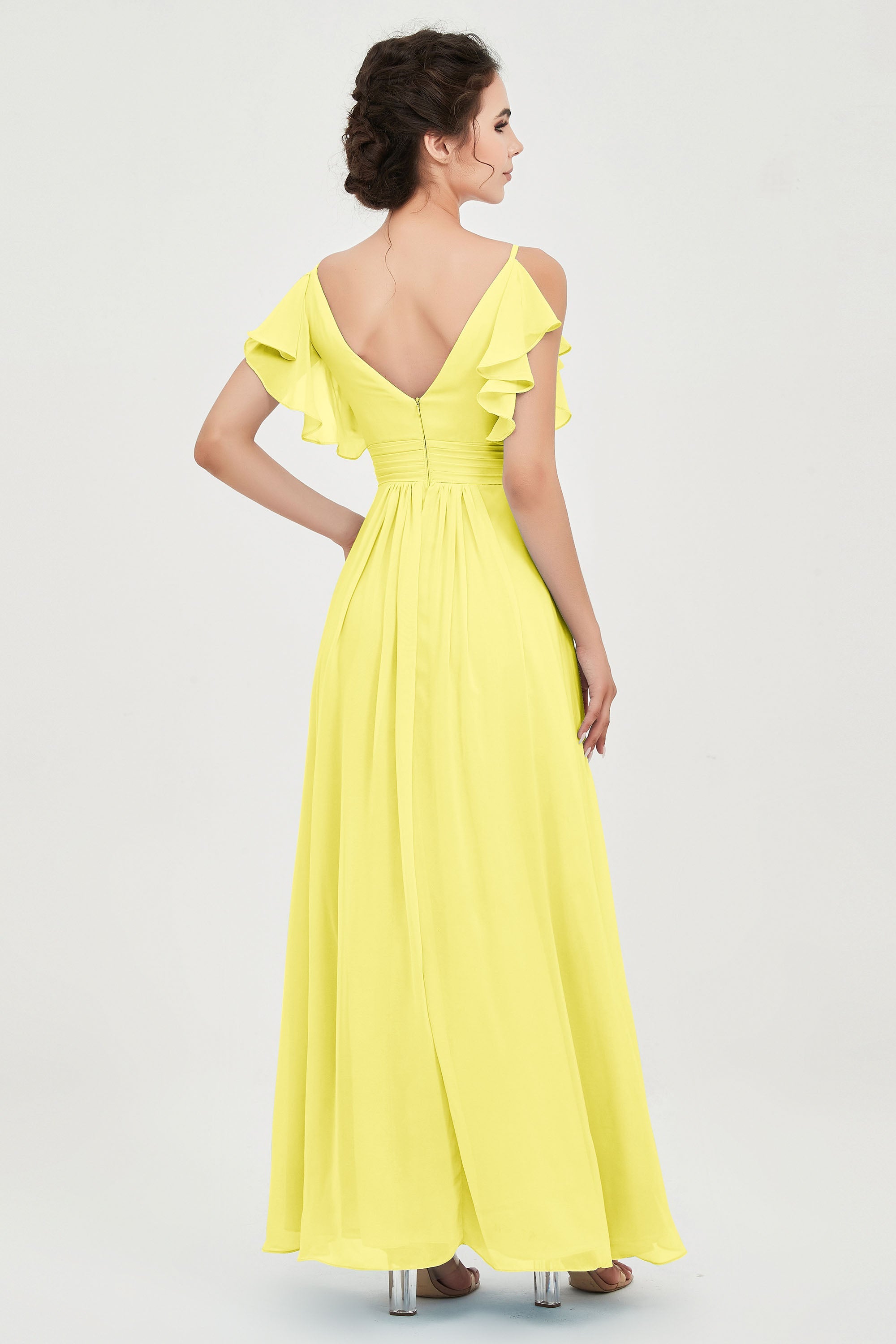Women's Chiffon Bridesmaid Dresses Ruched Formal Evening Party Gowns Ankle Length