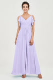 Women's Chiffon Bridesmaid Dresses Ruched Formal Evening Party Gowns Ankle Length