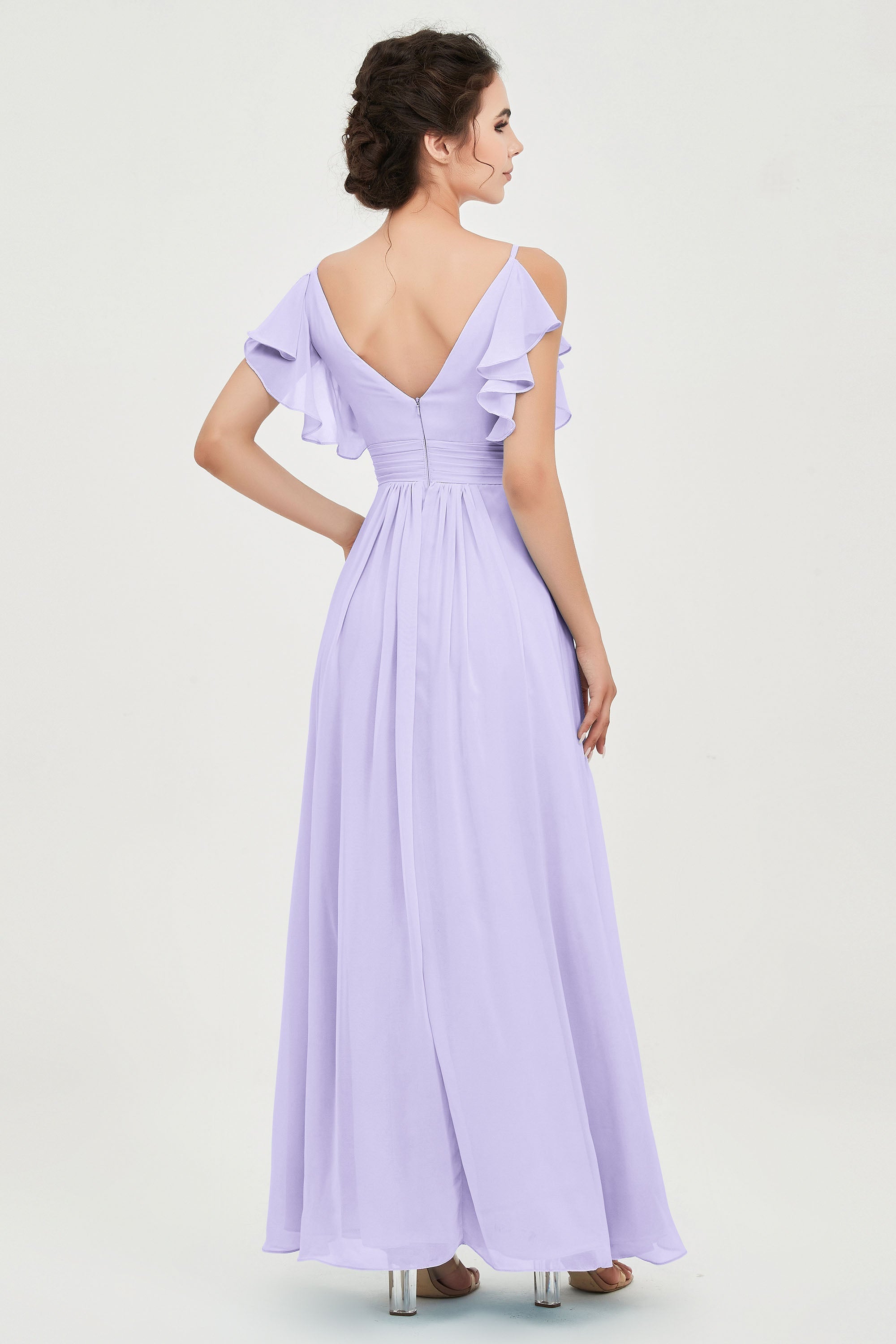 Women's Chiffon Bridesmaid Dresses Ruched Formal Evening Party Gowns Ankle Length