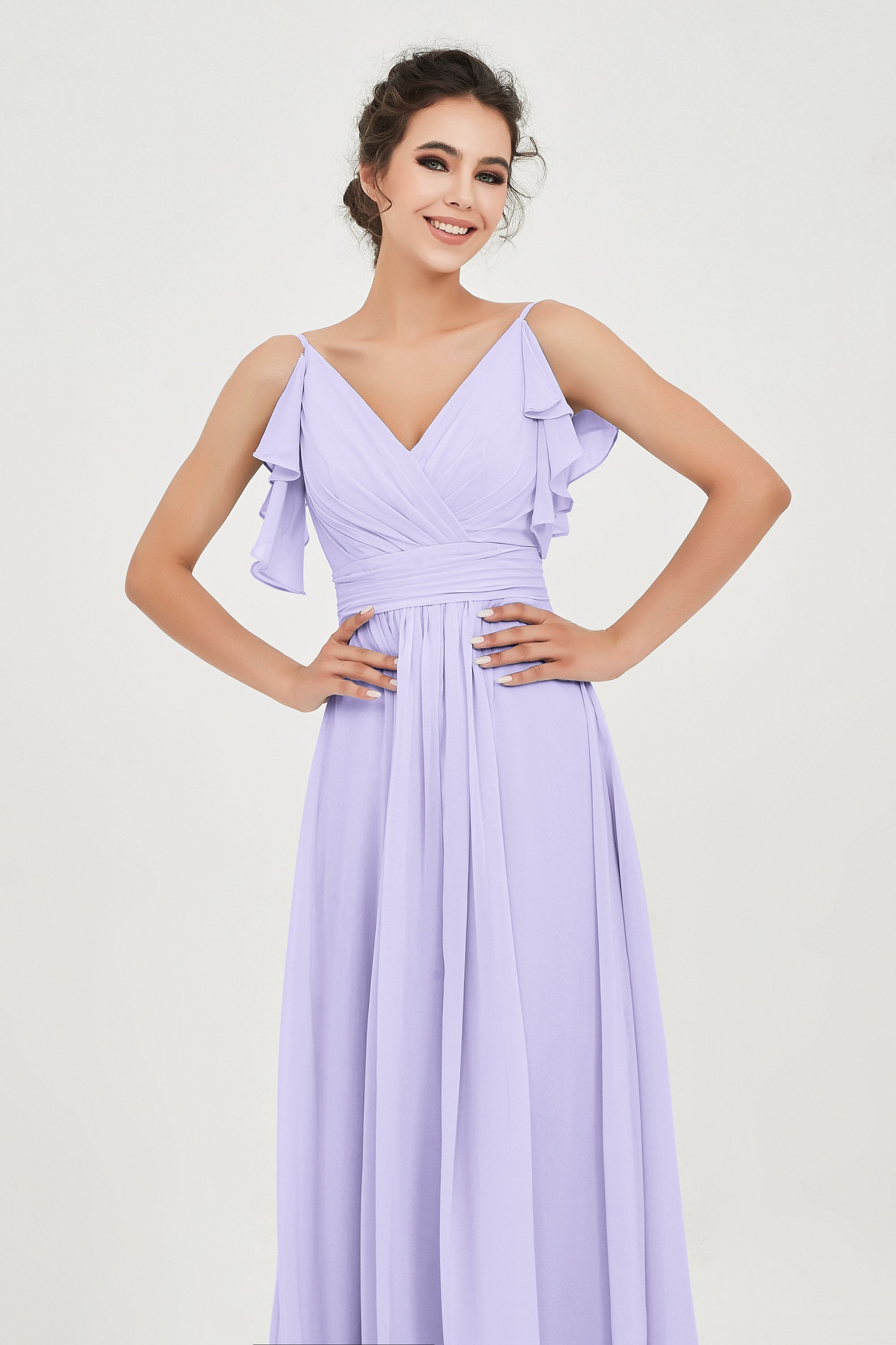 Women's Chiffon Bridesmaid Dresses Ruched Formal Evening Party Gowns Ankle Length