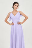 Women's Chiffon Bridesmaid Dresses Ruched Formal Evening Party Gowns Ankle Length