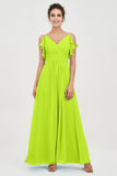 Women's Chiffon Bridesmaid Dresses Ruched Formal Evening Party Gowns Ankle Length