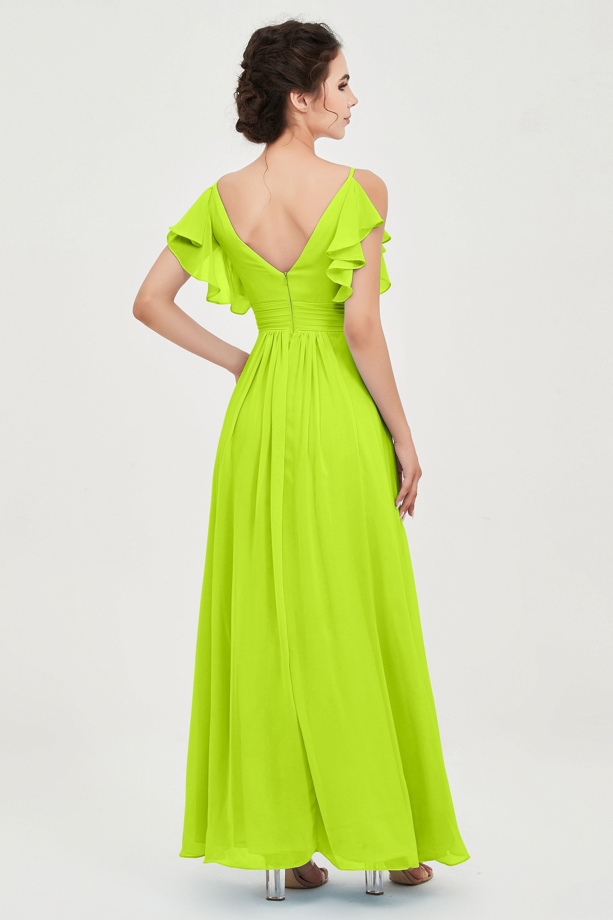 Women's Chiffon Bridesmaid Dresses Ruched Formal Evening Party Gowns Ankle Length