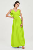 Women's Chiffon Bridesmaid Dresses Ruched Formal Evening Party Gowns Ankle Length