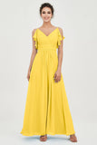 Women's Chiffon Bridesmaid Dresses Ruched Formal Evening Party Gowns Ankle Length