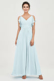 Women's Chiffon Bridesmaid Dresses Ruched Formal Evening Party Gowns Ankle Length