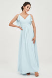 Women's Chiffon Bridesmaid Dresses Ruched Formal Evening Party Gowns Ankle Length