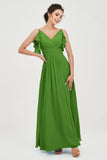 Women's Chiffon Bridesmaid Dresses Ruched Formal Evening Party Gowns Ankle Length