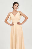 Women's Chiffon Bridesmaid Dresses Ruched Formal Evening Party Gowns Ankle Length