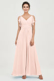 Women's Chiffon Bridesmaid Dresses Ruched Formal Evening Party Gowns Ankle Length