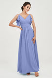 Women's Chiffon Bridesmaid Dresses Ruched Formal Evening Party Gowns Ankle Length