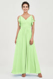Women's Chiffon Bridesmaid Dresses Ruched Formal Evening Party Gowns Ankle Length