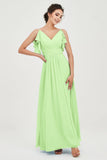 Women's Chiffon Bridesmaid Dresses Ruched Formal Evening Party Gowns Ankle Length